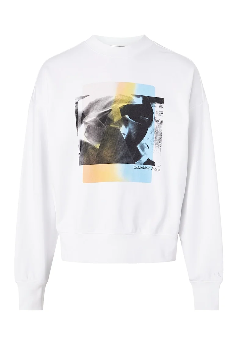 Bluza sport supradimensionata cu imprimeu, Alb/Negru/Albastru lavanda