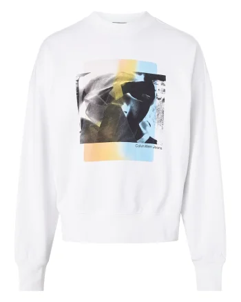 Bluza sport supradimensionata cu imprimeu, Alb/Negru/Albastru lavanda