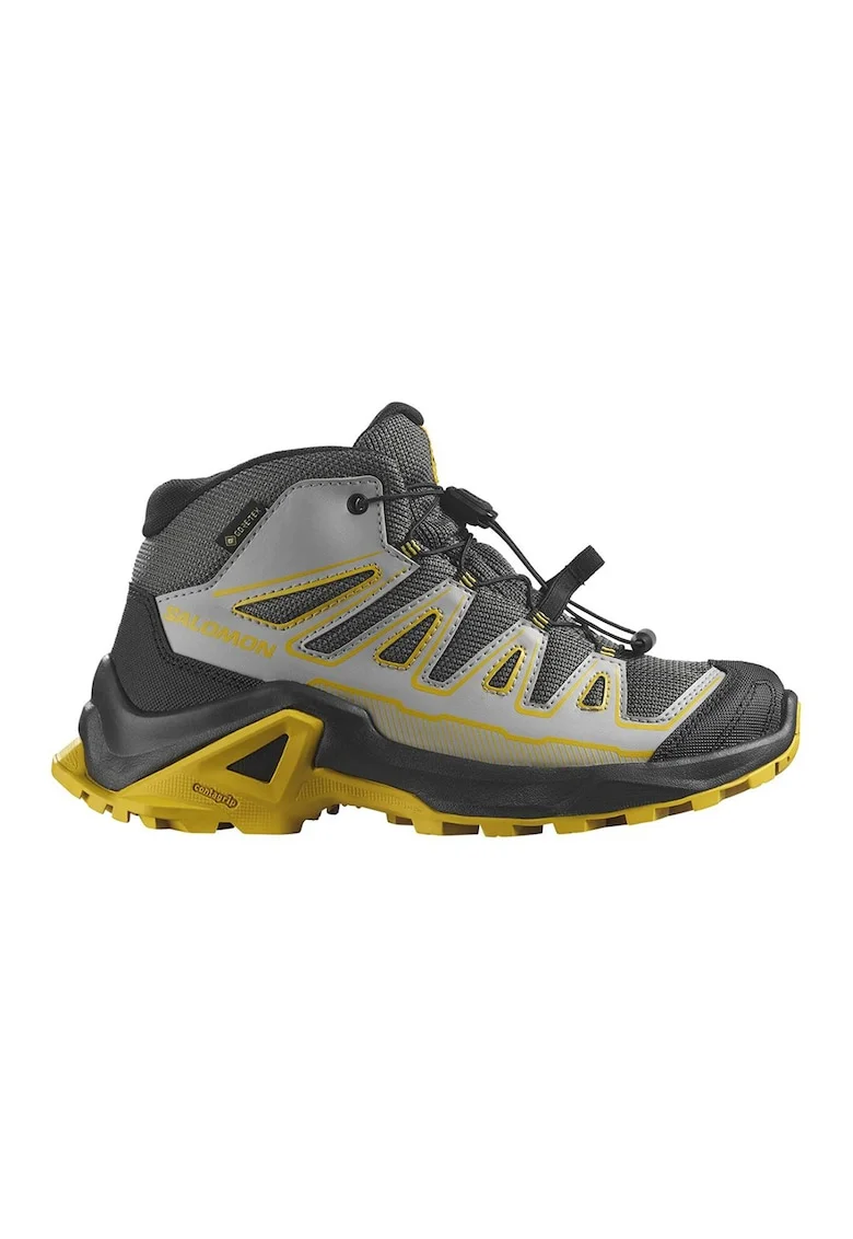 Pantofi mid-cut cu tehnologie Gore-Tex pentru drumetii X Ultra, Negru/Gri/Galben