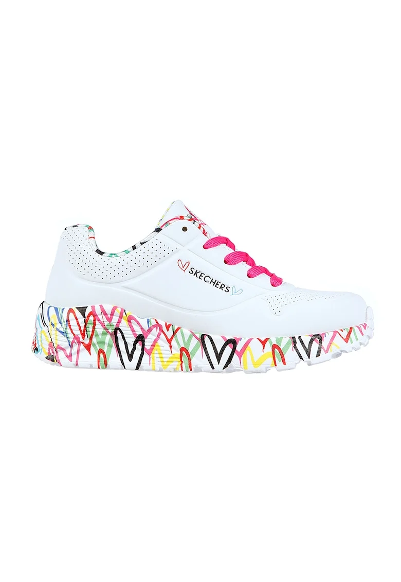 Pantofi sport de piele ecologica Uno Lite - Lovely Luv, Alb,