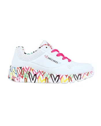 Pantofi sport de piele ecologica Uno Lite - Lovely Luv, Alb,