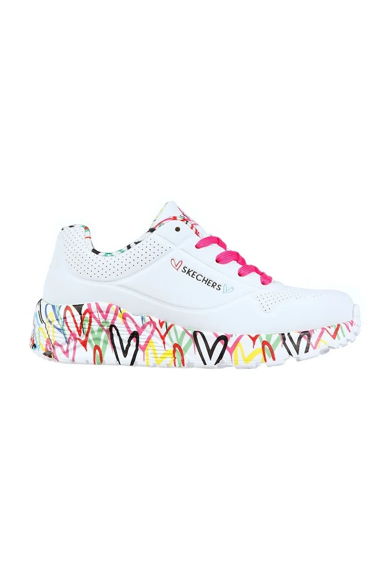 Pantofi sport de piele ecologica Uno Lite - Lovely Luv, Alb,