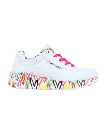 Pantofi sport de piele ecologica Uno Lite - Lovely Luv, Alb,