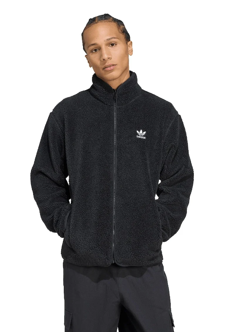 Jacheta lejera din material fleece, Negru