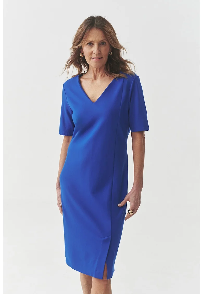 Rochie cu decolteu in V si slit, Albastru royal