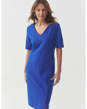 Rochie cu decolteu in V si slit, Albastru royal