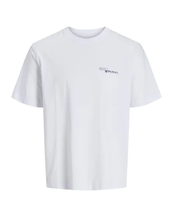 Tricou cu imprimeu si decolteu la baza gatului, Albastru royal/Alb optic