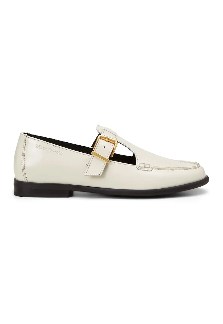 Pantofi loafer de piele cu decupaje, Negru/Alb murdar