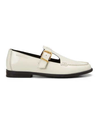 Pantofi loafer de piele cu decupaje, Negru/Alb murdar