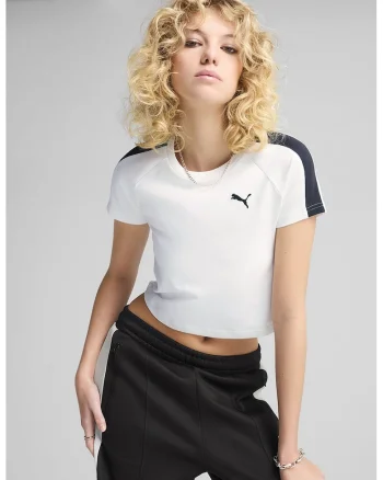 Tricou crop din bumbac cu logo, Negru/Alb optic