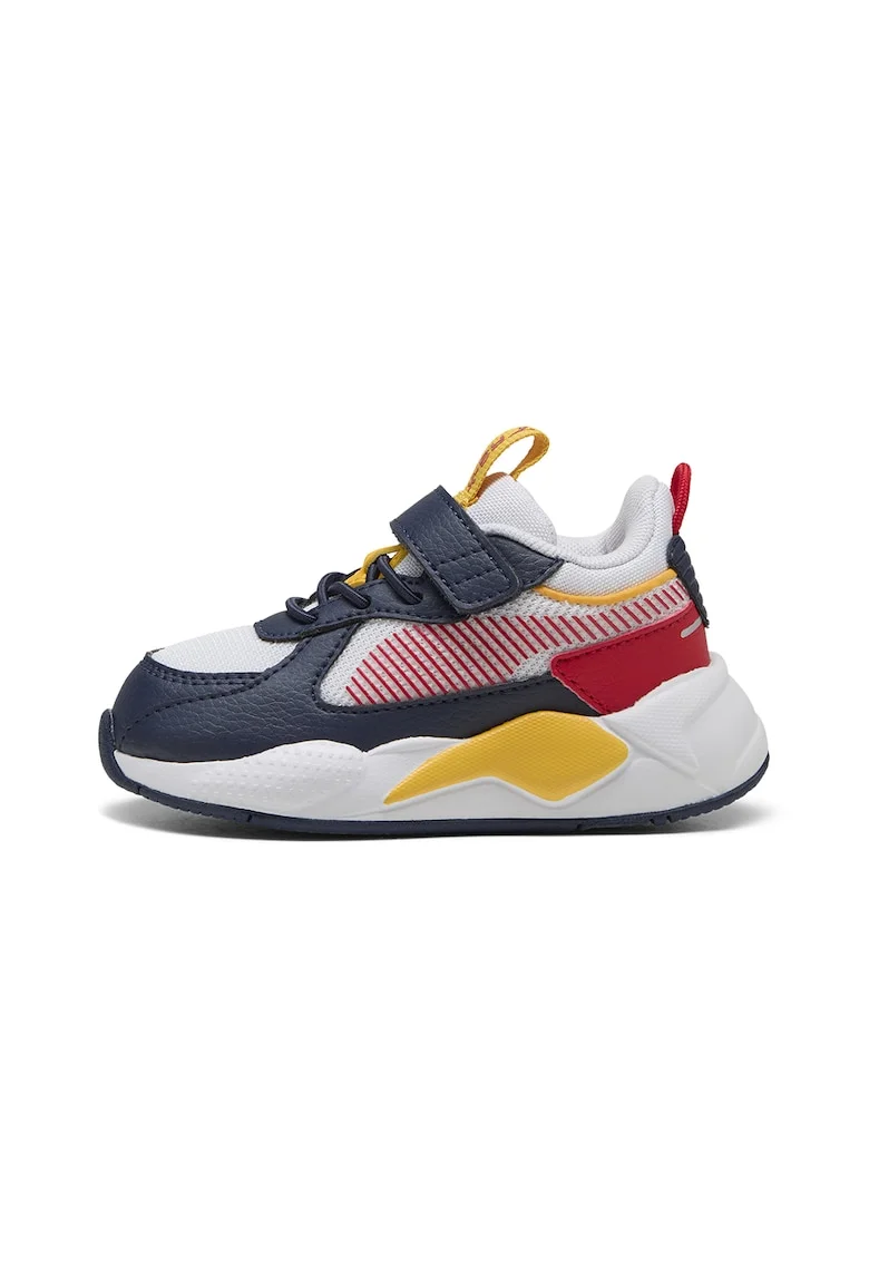 Pantofi sport unisex cu captuseala de piele ecologica, Alb/Galben/Bleumarin