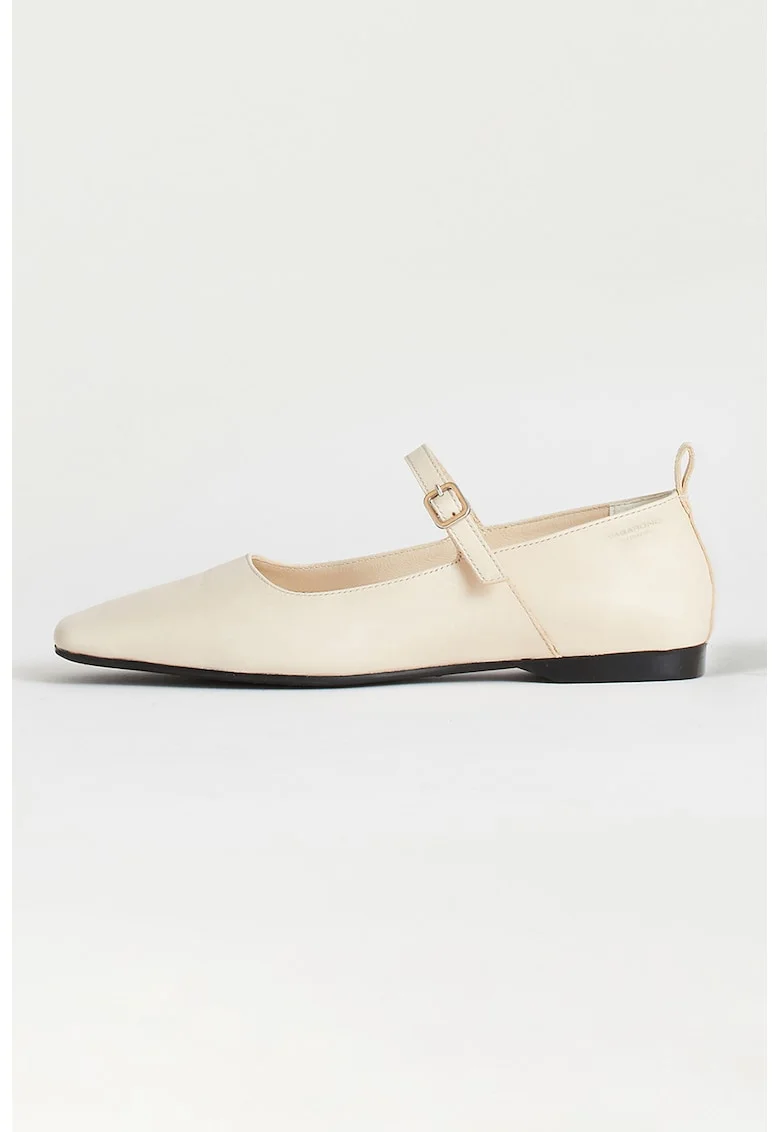 Balerini Mary Jane de piele Delia, Crem