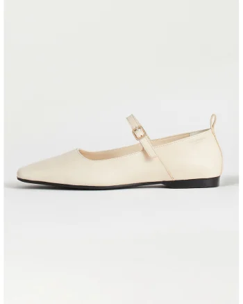 Balerini Mary Jane de piele Delia, Crem