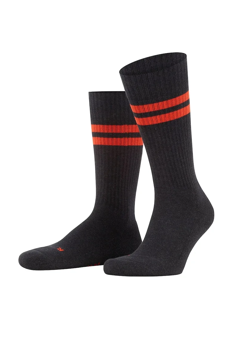 Sosete lungi cu striatii, Negru stins/Portocaliu stins