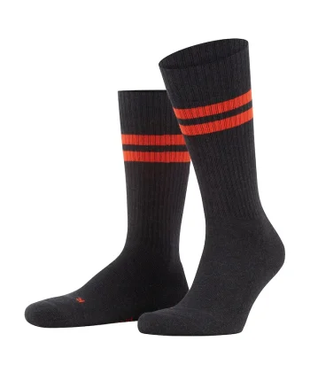Sosete lungi cu striatii, Negru stins/Portocaliu stins