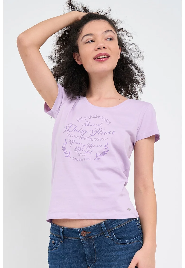 Tricou cu imprimeu text, Lila