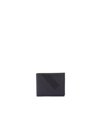Portofel din piele cu logo, Negru