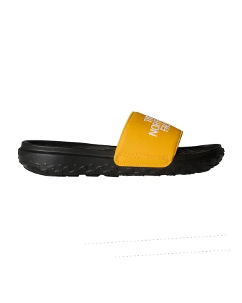 Papuci cu imprimeu logo Never Stop, Alb/Galben