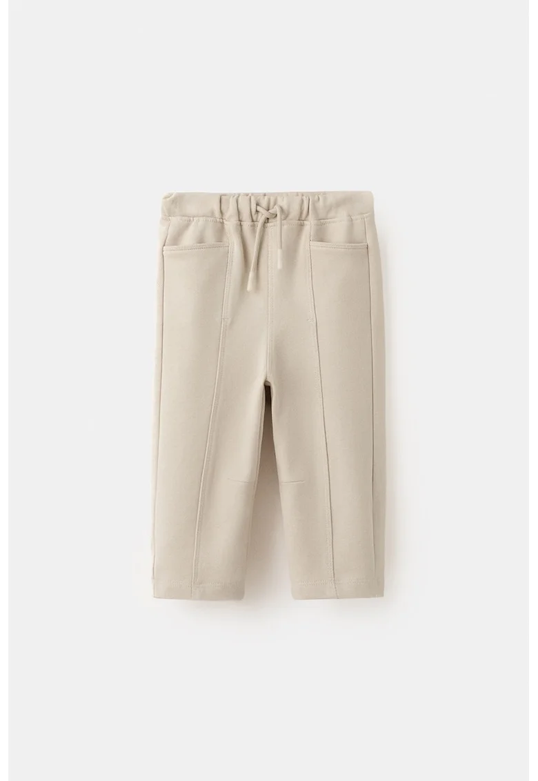 Pantaloni de trening cu snur de ajustare in talie, Bej