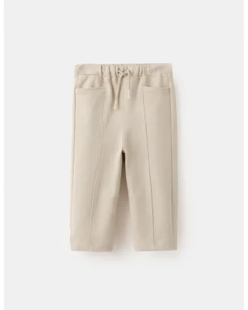 Pantaloni de trening cu snur de ajustare in talie, Bej