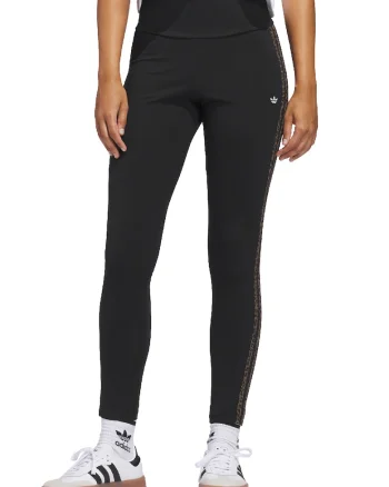 Colanti cu detalii animal print si talie inalta, Maro inchis/Negru