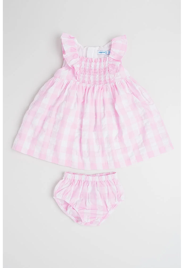 Set de rochie si pantaloni scurti - 2 piese, Alb optic/Roz pal