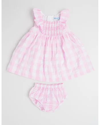 Set de rochie si pantaloni scurti - 2 piese, Alb optic/Roz pal