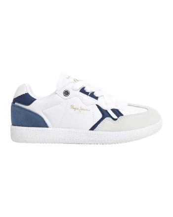 Pantofi sport cu insertii de piele intoarsa, Alb/Bleumarin