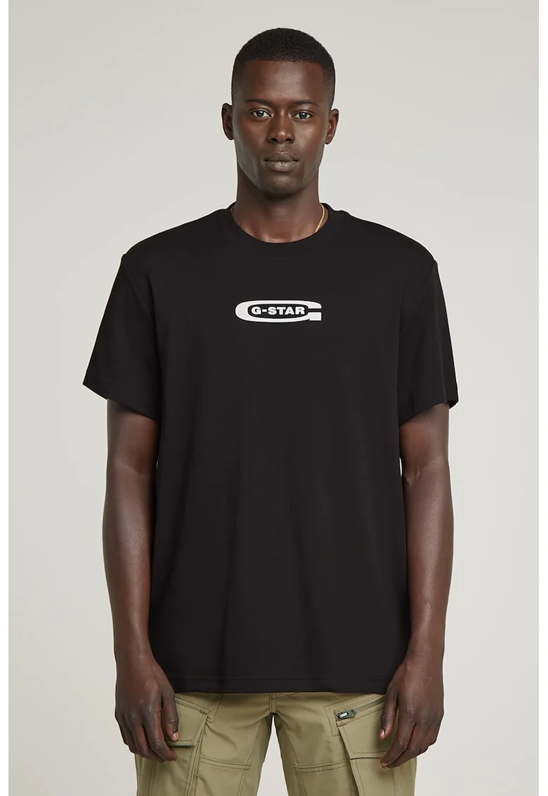 Tricou de bumbac organic cu logo, Alb/Negru