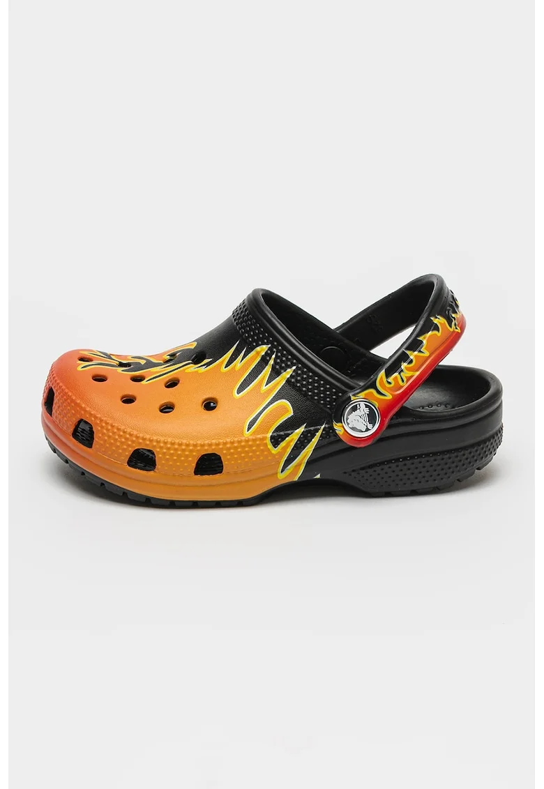 Saboti slingback cu model clasic si imprimeu, Rosu/Negru stins/Portocaliu stins