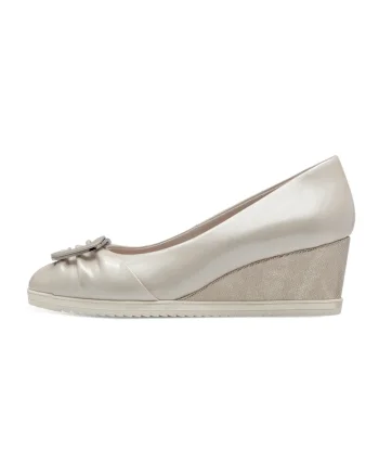 Pantofi wedge cu model uni, Bej
