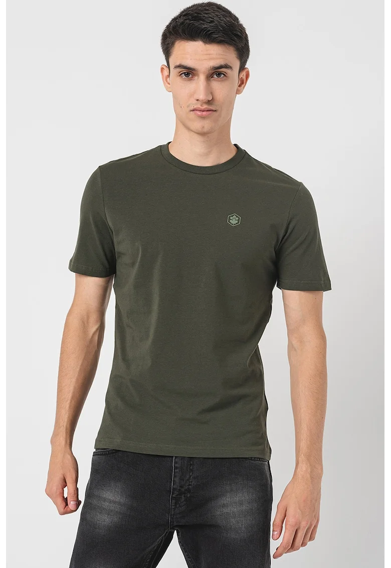 Tricou cu decolteu la baza gatului, Kaki inchis