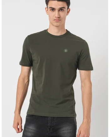 Tricou cu decolteu la baza gatului, Kaki inchis