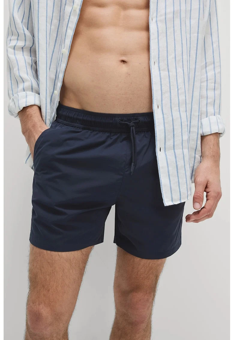 Pantaloni scurti de baie din material cu uscare rapida, Bleumarin