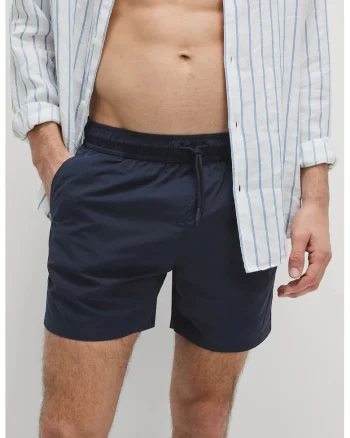 Pantaloni scurti de baie din material cu uscare rapida, Bleumarin