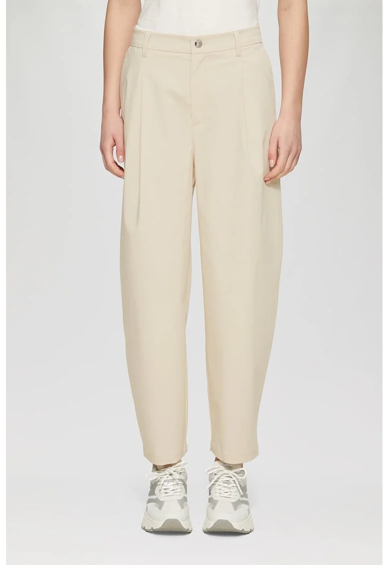 Pantaloni conici cu talie inalta, Bej deschis