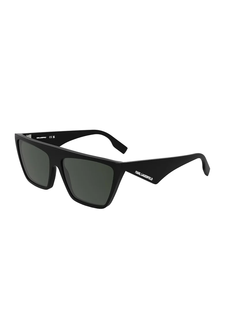 Ochelari de soare dreptunghiulari unisex cu lentile uni, Negru