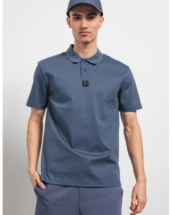Tricou polo regular fit de bumbac, Albastru prafuit