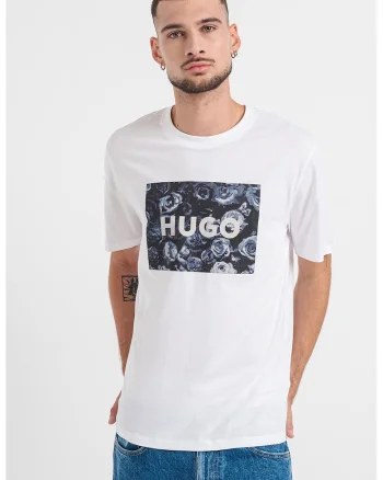 Tricou cu logo si imprimeu floral Dulive, Alb optic