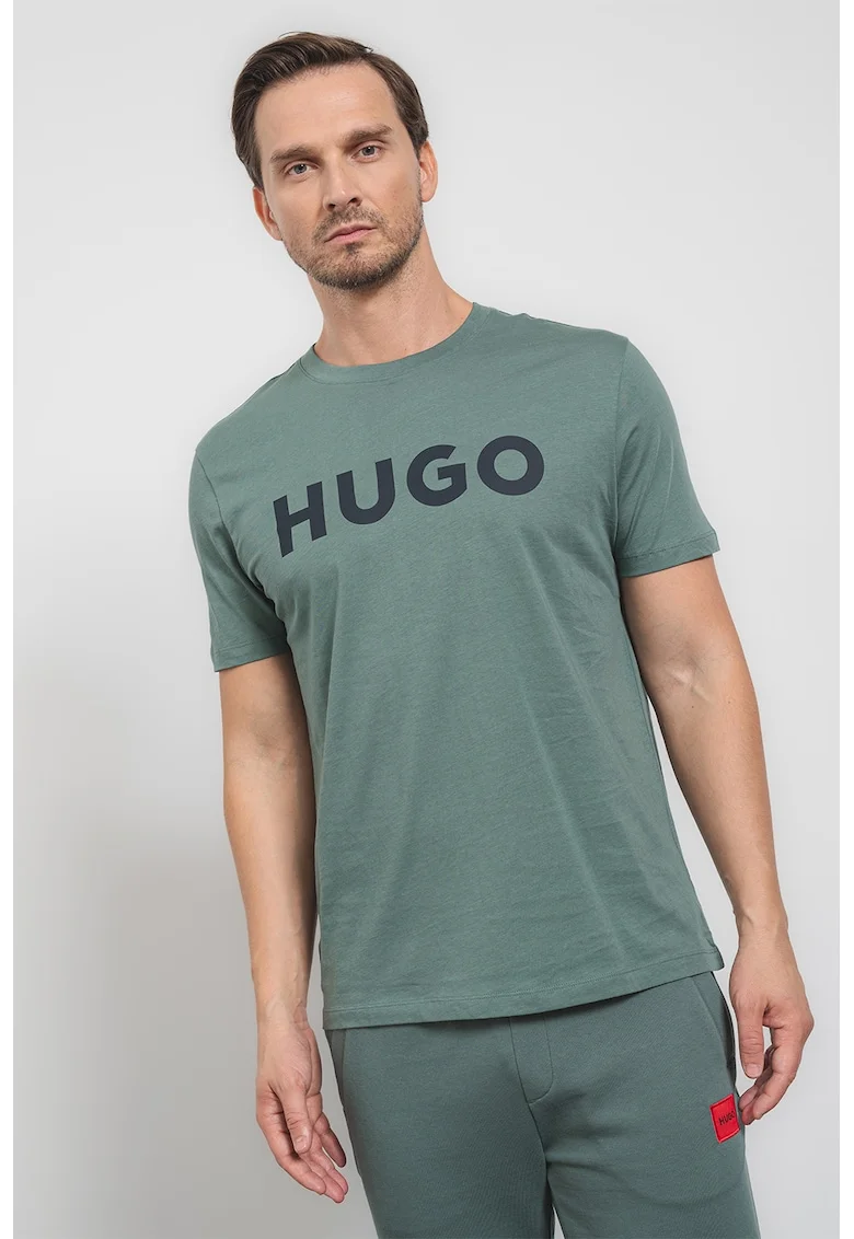 Tricou regular fit cu logo cauciucat Dulivio, Negru/Verde feriga