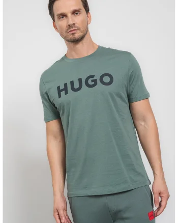 Tricou regular fit cu logo cauciucat Dulivio, Negru/Verde feriga