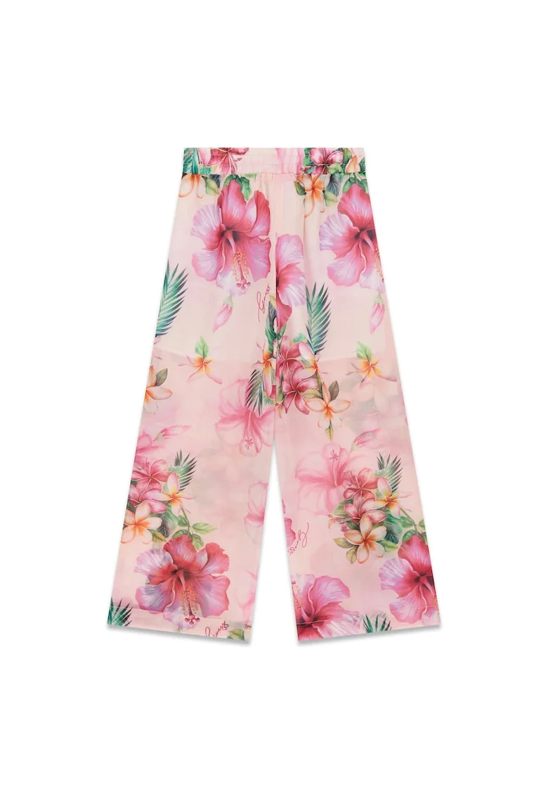 Pantaloni fete,  model floral, poliester, multicolor