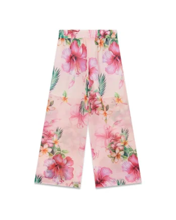 Pantaloni fete,  model floral, poliester, multicolor