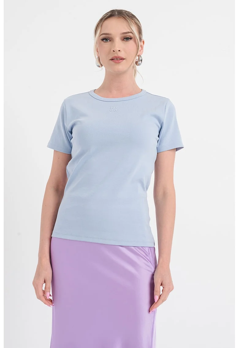Tricou cu decolteu la baza gatului Deloris, Albastru pastel