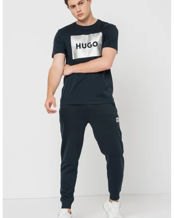Tricou regular fit cu logo Dulive, Argintiu/Bleumarin
