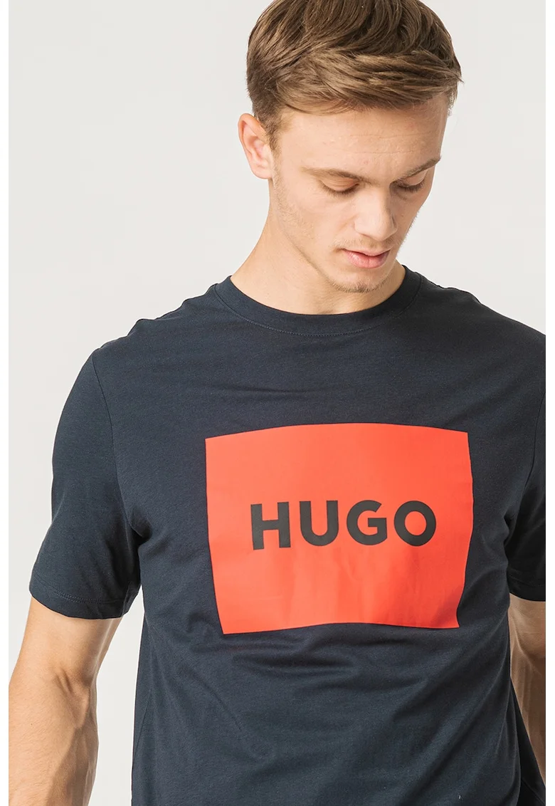 Tricou regular fit cu imprimeu logo Dulive, Rosu/Bleumarin
