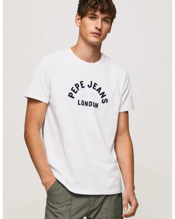 Tricou de bumbac cu logo, Alb