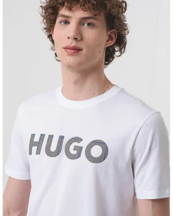 Tricou de bumbac cu model logo, Negru/Alb optic/Albastru