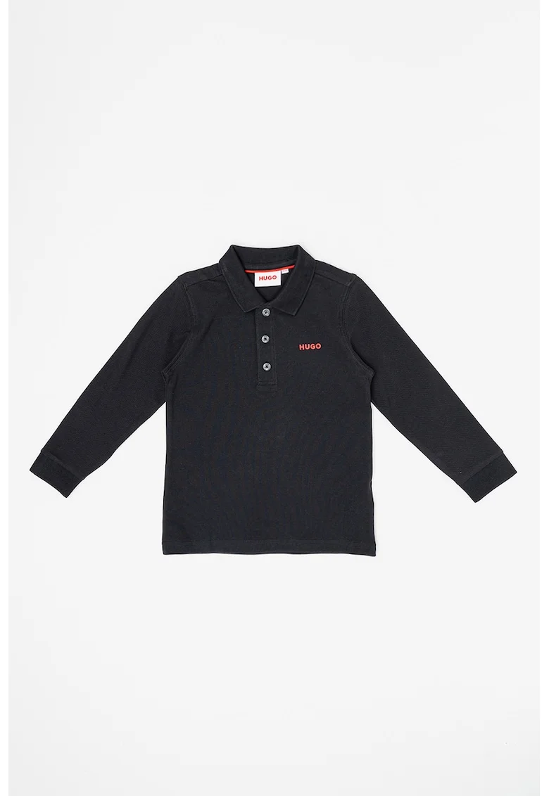 Bluza polo cu detaliu logo, Rosu/Negru stins