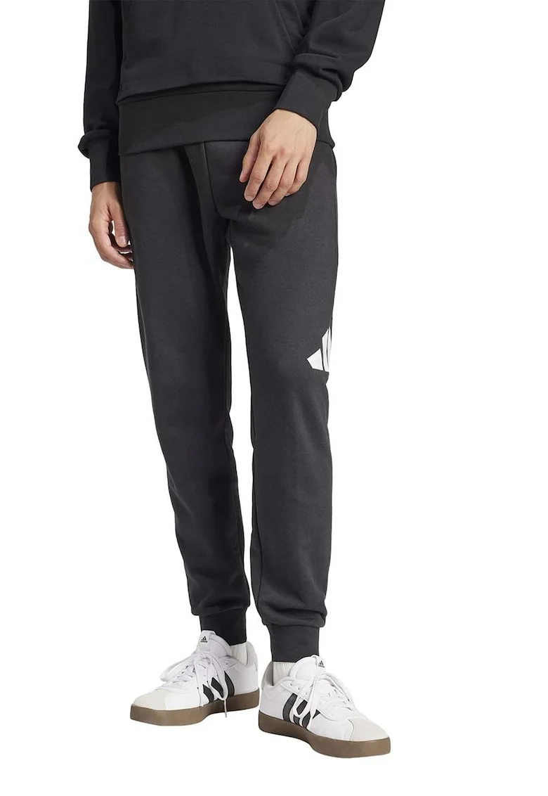 Pantaloni de trening cu talie ajustabila, Negru stins/Alb optic